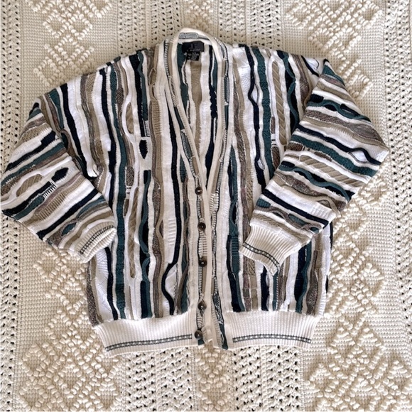 Vintage J Ferrar Coogi Style 3D Texture Sweater
Cardigan M Earthy Neutrals - Picture 1 of 3